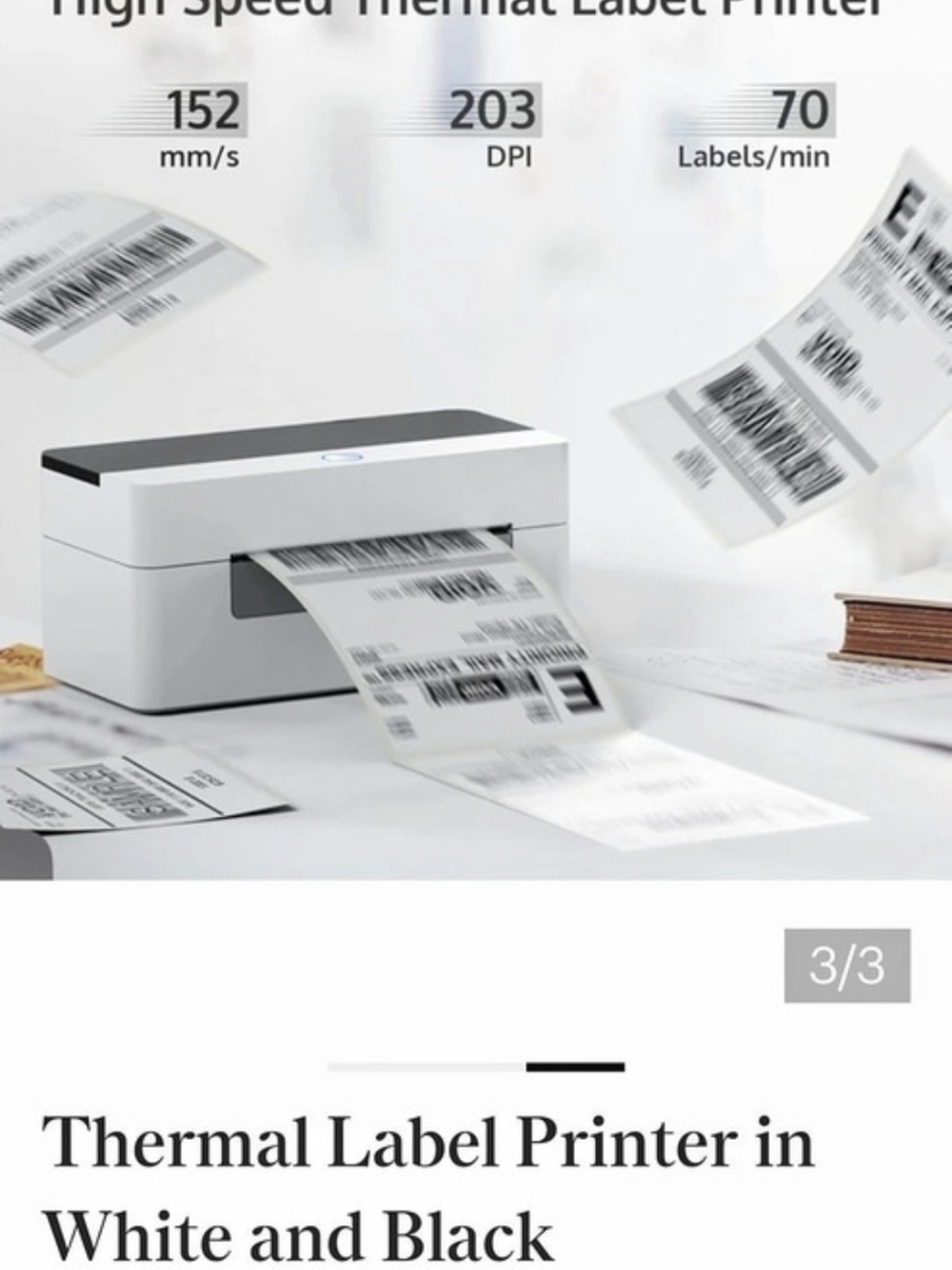 OFFNOVA Thermal Label Printer 4B-2054N White & Black